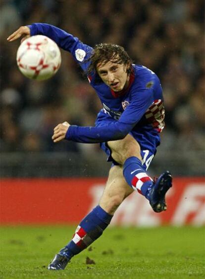 Modric en el partido de clasificación para la Eurocopa que Croacia jugó con Inglaterra.