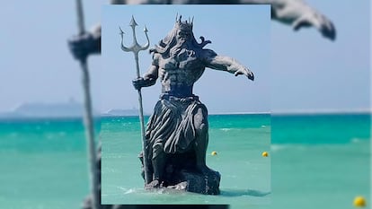 La estatua de Poseidón en Puerto Progreso (Estado de Yucatán).