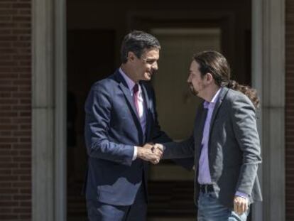 Tras más de dos horas de reunión, el líder de Unidas Podemos anuncia que Irene Montero y Adriana Lastra negociarán la conformación de la Mesa de Congreso