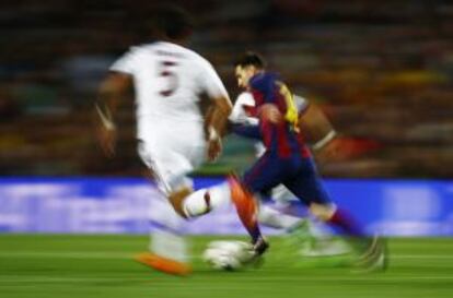 Leo Messi, en el encuentro ante el Bayern.
