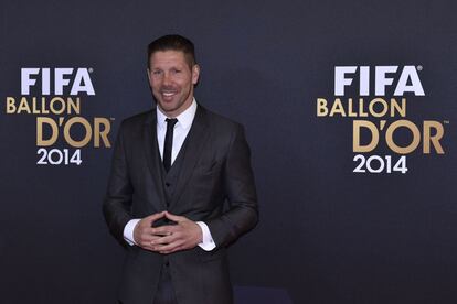 El entrenador del Atlético de Madrid, Diego Simeone. El argentino optaba al título de mejor entrenador junto al seleccionador alemán y a Carlo Ancelotti.