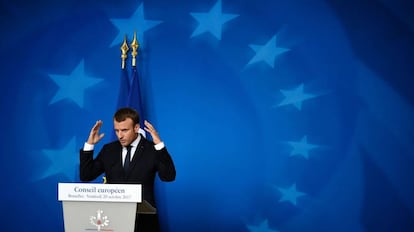El presidente Macron en el Consejo Europeo de la semana pasada.