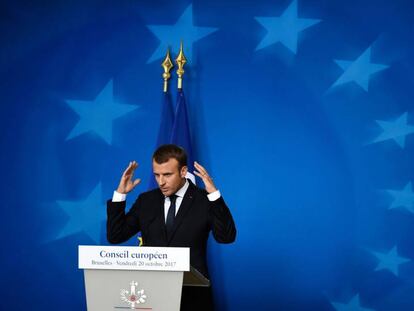 El presidente Macron en el Consejo Europeo de la semana pasada.