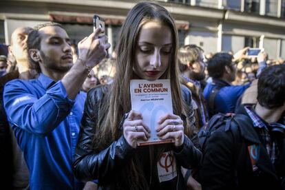 Partidarios del candidato presidencial francés Jean-Luc Mélenchon,