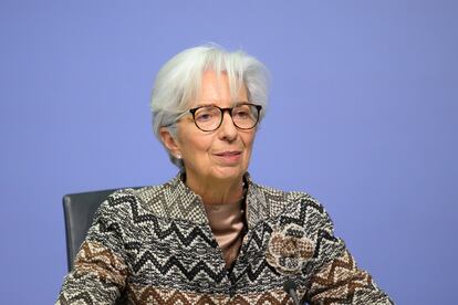 La presidenta del BCE, Christine Lagarde, durante el consejo de Gobierno de la entidad en diciembre.
