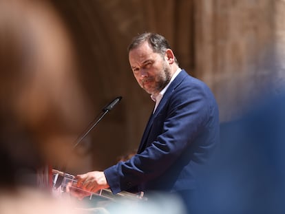 El diputado socialista José Luis Ábalos, en junio de 2021, cuanto todavía era ministro de Transportes y secretario de organización del PSOE, en Valencia.