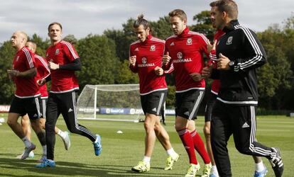 Entrenamiento de Gales el pasado lunes.