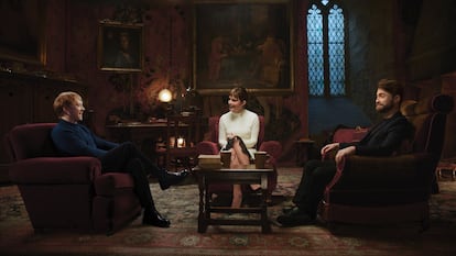 Rupert Grint, Emma Watson y Daniel Radcliffe en una imagen del reencuentro.