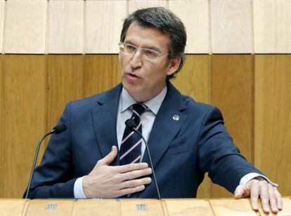 Galician regional leader Alberto Núñez Feijóo in parliament today.
