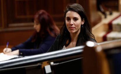 La ministra de Igualdad, Irene Montero, este jueves en el Congreso.