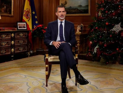 El rey Felipe VI, durante su mensaje de Navidad.