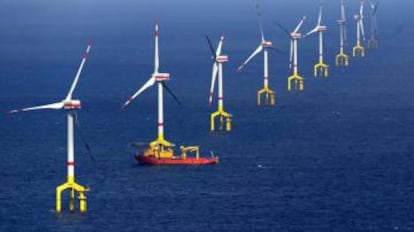 Primer parque de molinos de viento de EDP en el Atlántico portugués.