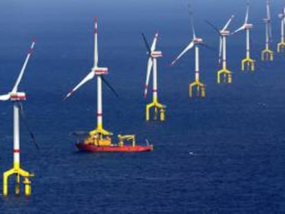 Primer parque de molinos de viento de EDP en el Atlántico portugués.