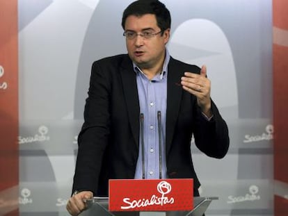 El secretario de Organizaci&oacute;n del PSOE, &Oacute;scar L&oacute;pez, hoy en Madrid.