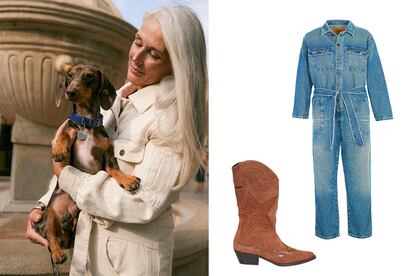 La modelo lleva mono de American Vintage y pendientes y pulsera de Unode50. A la derecha, botas de Liu Jo y mono vaquero de American Vintage. Disponibles en Las Rozas Village y La Roca Village.