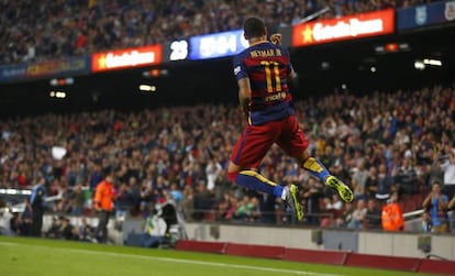 Neymar, en el &uacute;ltimo partido del Bar&ccedil;a en el Camp Nou. 