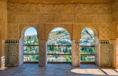 El barrio del Albaicín de Granada, visto desde la Alhambra.