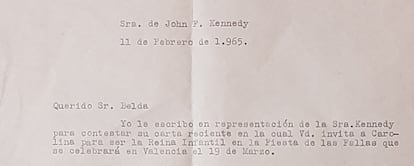 Carta de Jackie Kennedy a Junta Central Fallera Foto Eva Solaz