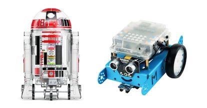 A la derecha, LittleBits Star Wars Droid Inventor 'kit' y, a la izquierda, Makeblock Mbot v1.1 Bluetooth