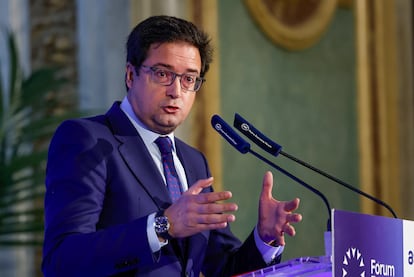 El ministro de Transformación Digital y secretario general del PSOE en Madrid, Óscar López, este lunes en Madrid.