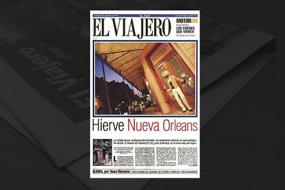 La primera portada de 'El Viajero', del 27 de septiembre de 1998, con un reportaje de Manuel de Lope sobre Nueva Orleans.