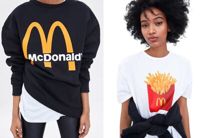 A principios de 2019, Zara también acudía a la famosa cadena estadounidense para lanzar una sudadera con el logo de McDonald's impreso y una camiseta con las famosas patatas fritas de la compañía que arrasaron en ventas.