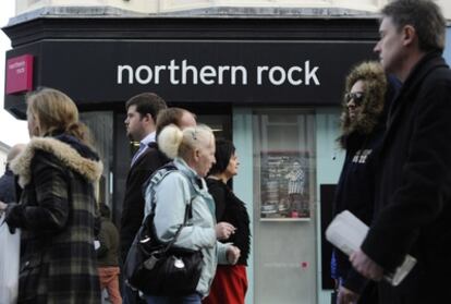 Una oficina de Northern Rock en Newcastle, norte de Inglaterra.