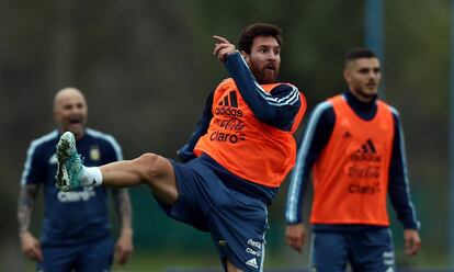 Messi, durante un entrenamiento con Argentina.