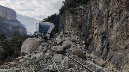 El tren accidentado este viernes.