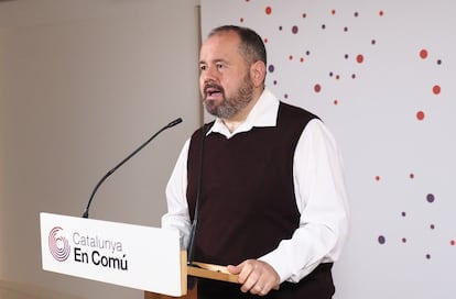 Joan Mena, portavoz de En Comú Podem, ayer en el Parlament. / ECP