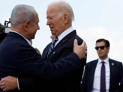 U.S. President Joe Biden is welcomed by Israeli Prime Minster Benjamin Netanyahu, as he visits Israel amid the ongoing conflict between Israel and Hamas.