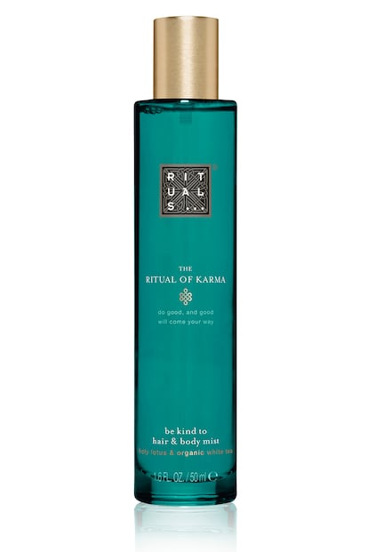 Los ritos de Rituals no podían olvidarse del cabello. Hair & Body Mist de The Ritual of Karma perfuma con un aroma luminoso y veraniego en cualquier momento del día.