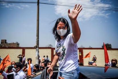 La candidata a la presidencia de Perú Keiko Fujimori, en un mitin el 11 de abril.