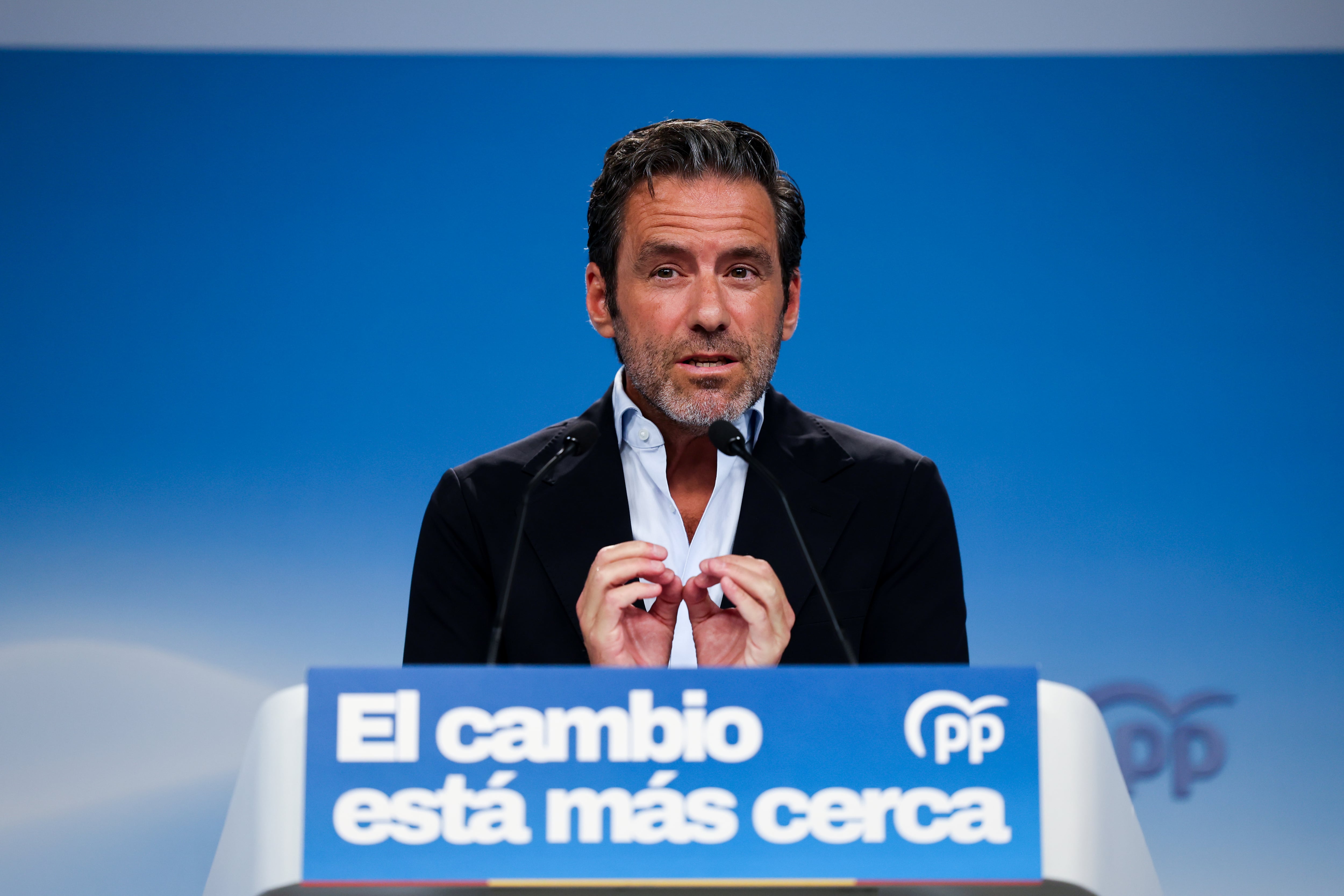 Borja Sémper, durante la rueda de prensa del partido, el lunes.