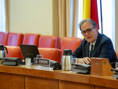 El ministro de Universidades, Joan Subirats, en la Comisión Ciencia, Innovación y Universidades del Congreso, este miércoles.