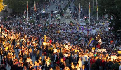 Manifestaci&oacute;n en el Congreso de Diputados  durante la investidura.
 
 