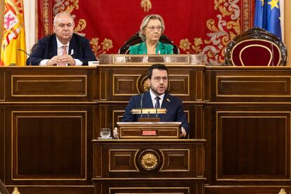 El presidente de la Generalitat, Pere Aragonés interviene en la Comisión General de las Comunidades Autónomas.