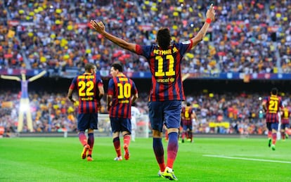 Neymar celebra el 1 a 0.