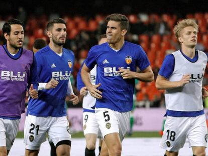 Piccini, en la previa del choque junto a sus compañeros. 