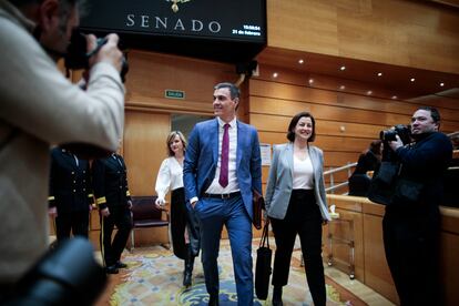 Pedro Sánchez llegaba al Senado este martes.