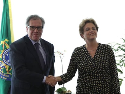 Dilma Rousseff e o secretário geral da (OEA) Luis Almagro.