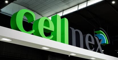 Logo de Cellnex en el Mobile World Congress (MWC) de Barcelona