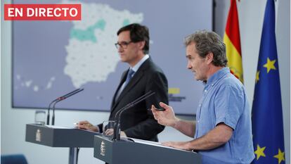 Health Minister Salvador Illa (l) and Fernando Simón, head of the Coordination Center for Health Alerts and Emergencies. 