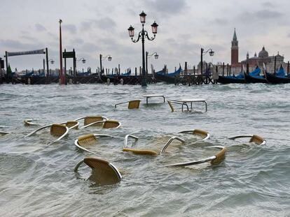 Venecia, durante una subida del nivel del agua de la laguna el 11 de noviembre de 2011.