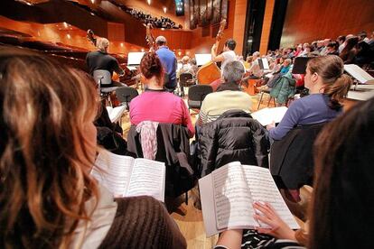 Uno de los ensayos del concierto de 'El mesías', en el Euskalduna.