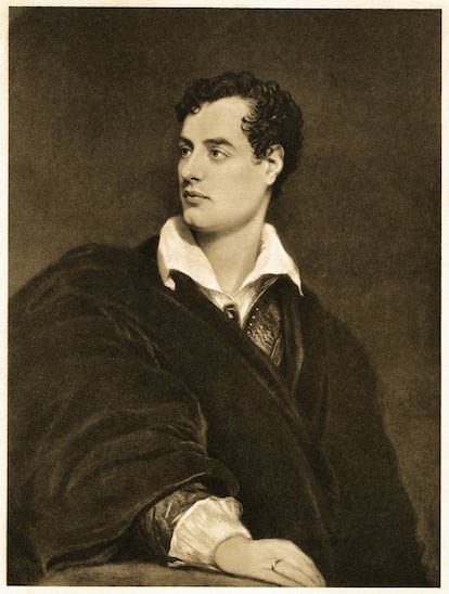 Retratro de Lord Byron basado en la pintura original de Thomas Phillips.