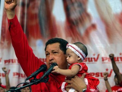 Hugo Chávez durante un acto electoral.