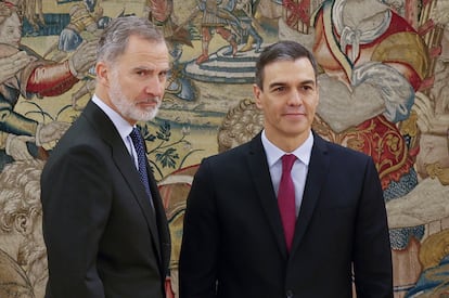 El Rey y Pedro Sánchez, este viernes, en el Palacio de la Zarzuela. 