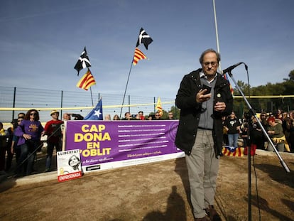 Quim Torra, en la prisión de Mas d'Enric tras visitar a Carme Forcadell el pasado mes de diciembre.