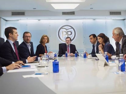 Mariano Rajoy preside este lunes la reuni&oacute;n de la direcci&oacute;n del PP. 